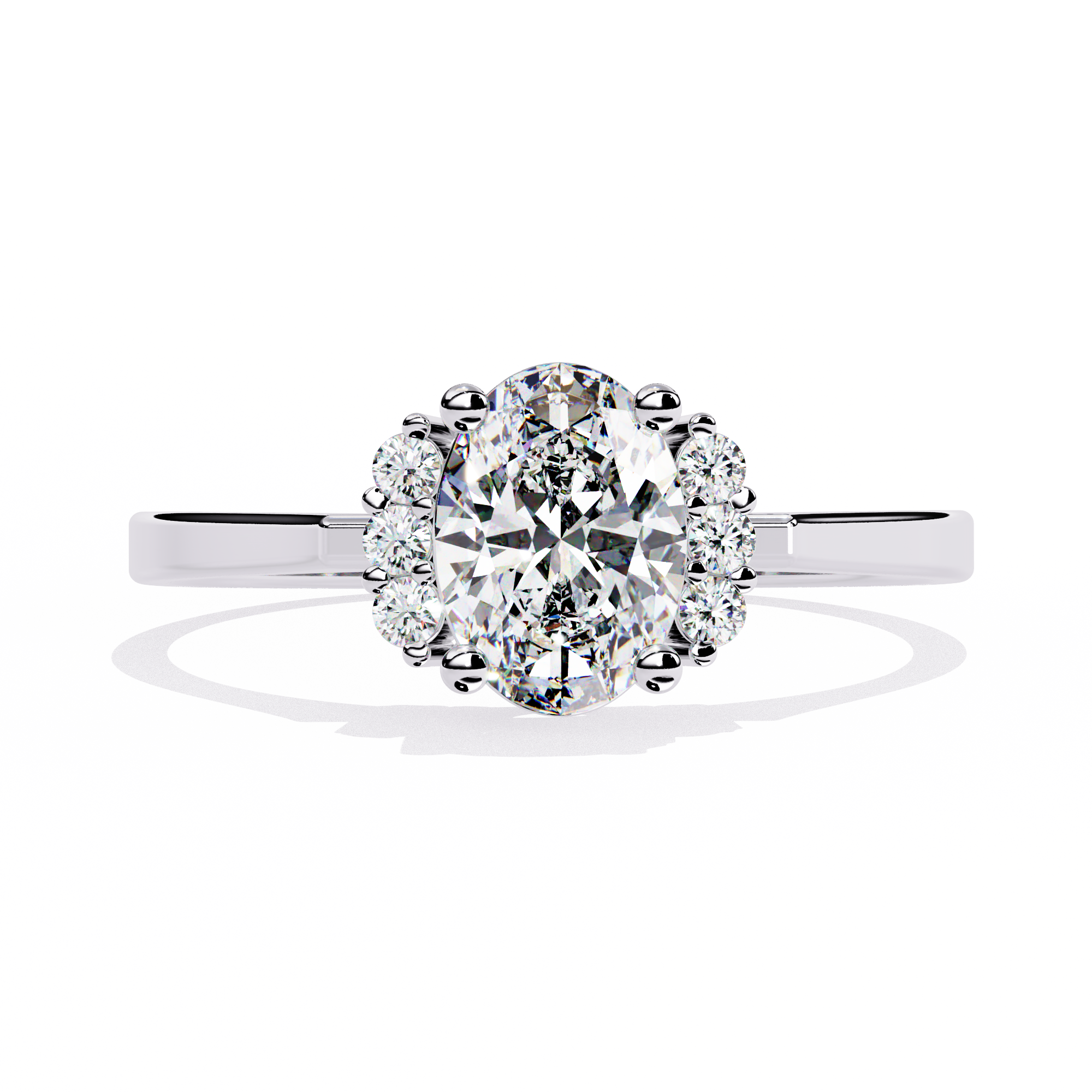 Solitairekart-0.72 CT Lab Grown Oval Halo Cluster Diamond Ring in 14K Yellow Gold
